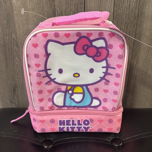 New Hello Kitty Lunch Sack Bag Or Cloth Box Pastel Pink Hearts & Floral With Tag - Picture 4 of 9